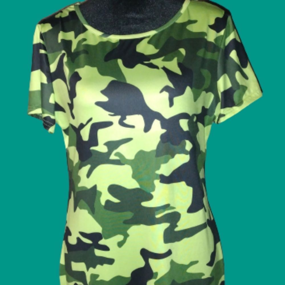 Camo Print & Fitted Mini  Dress